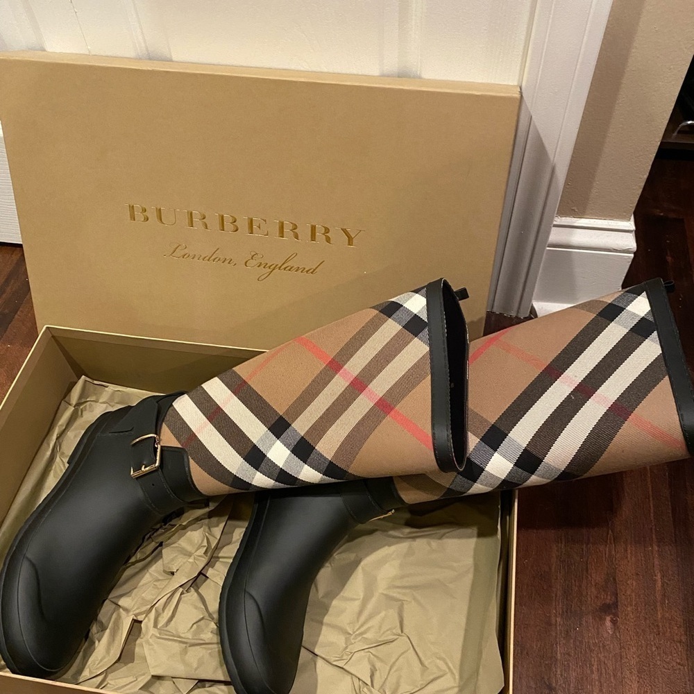 Simeon Vintage Check Moto Rain Boots - Picture 2 of 8